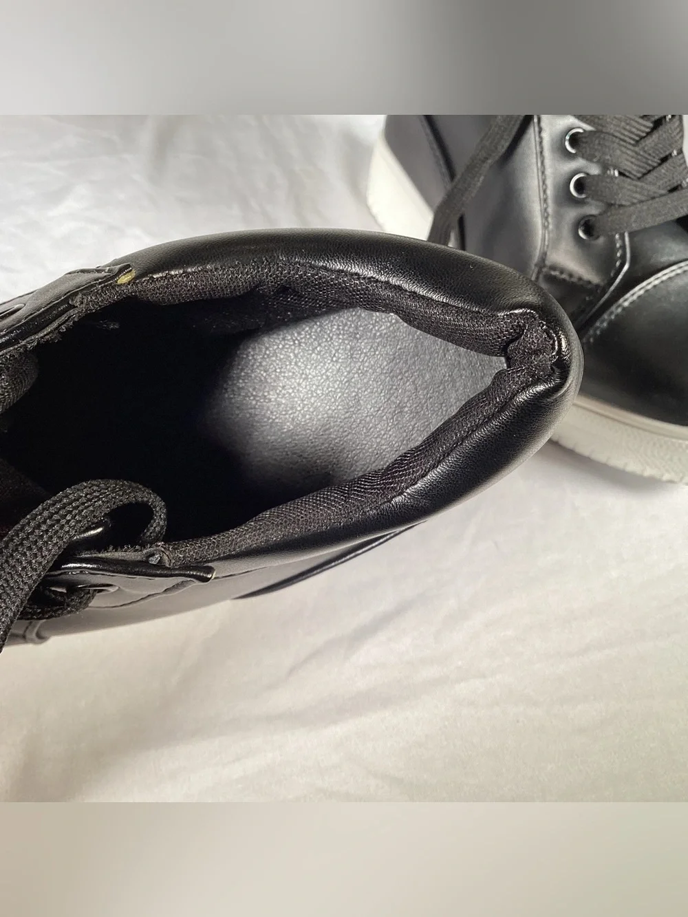 Women’s Black wedge sneakers with hidden heel ankle high platforms